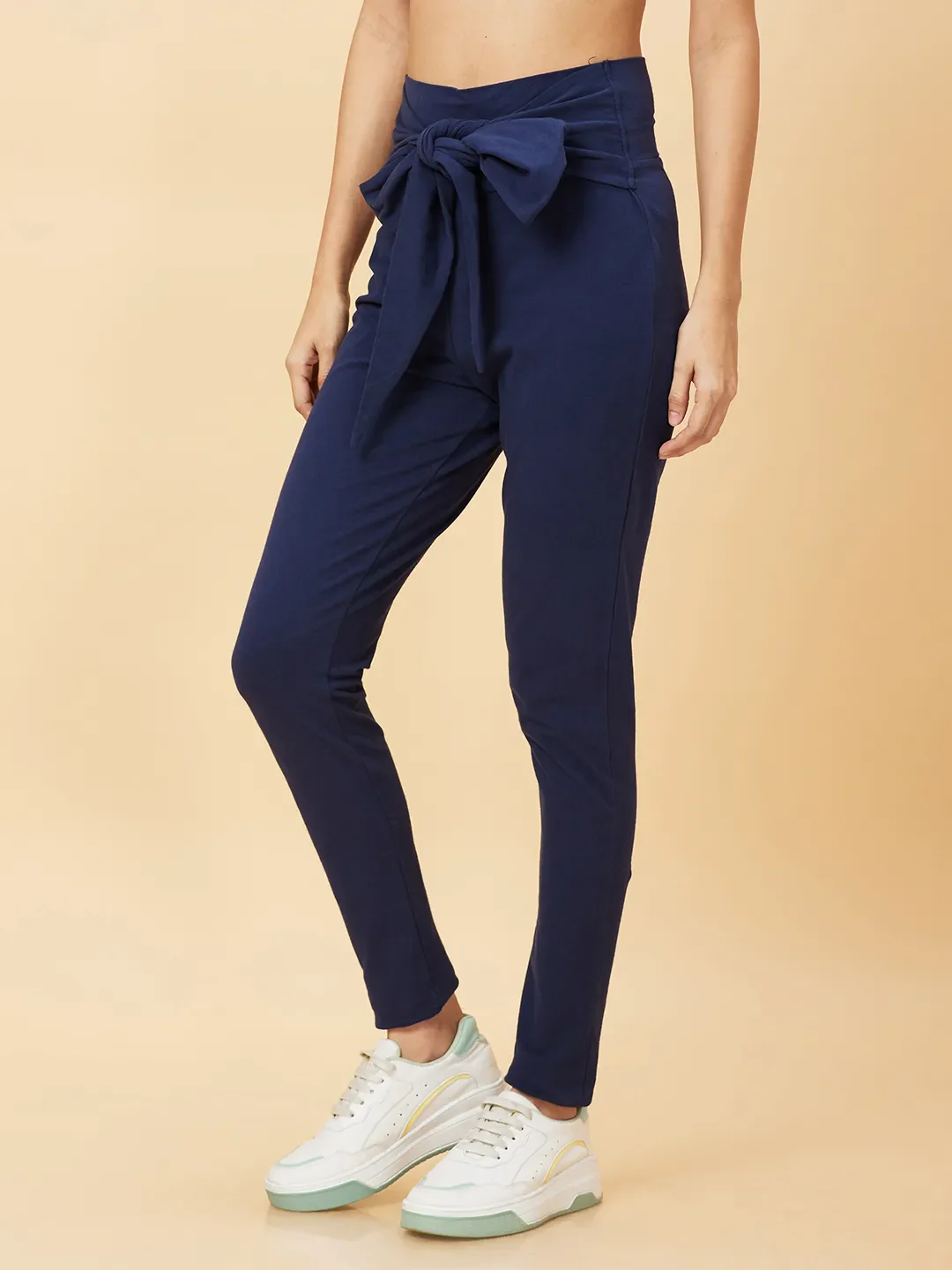 Blue Skinny Fit Women's Cotton Leggings By Being Human Clothing - Image 3