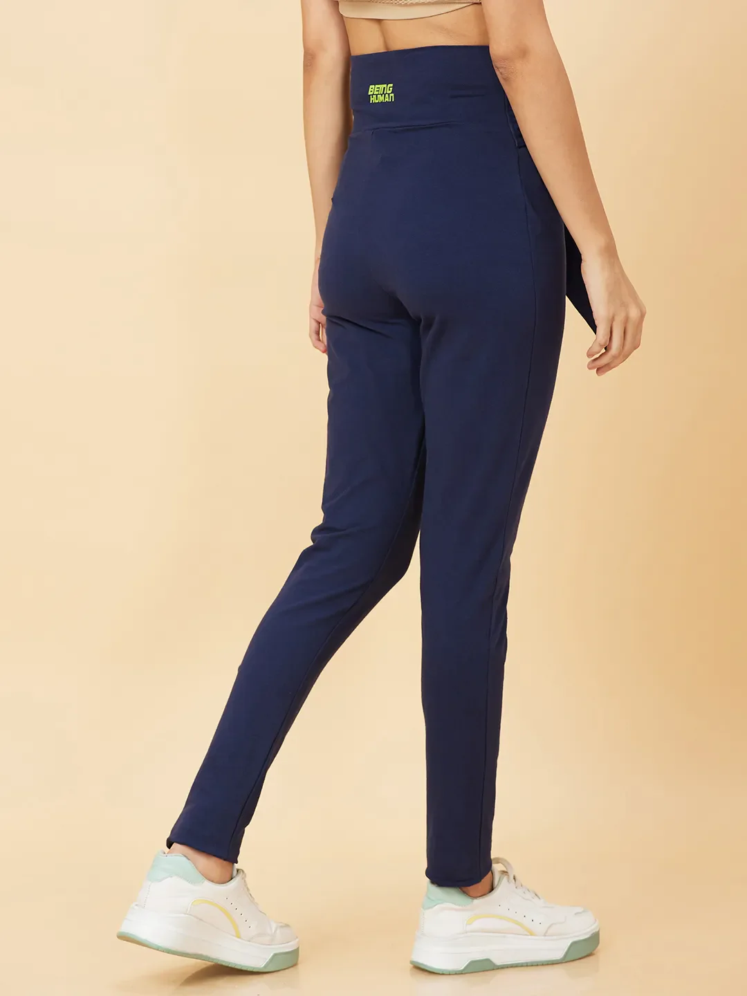Blue Skinny Fit Women's Cotton Leggings By Being Human Clothing - Image 4
