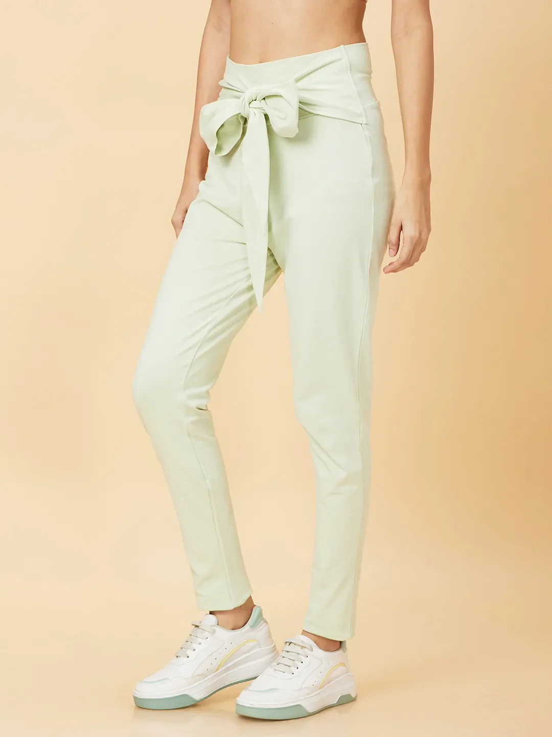 Green Skinny Fit Women's Cotton Leggings By Being Human Clothing - Image 3