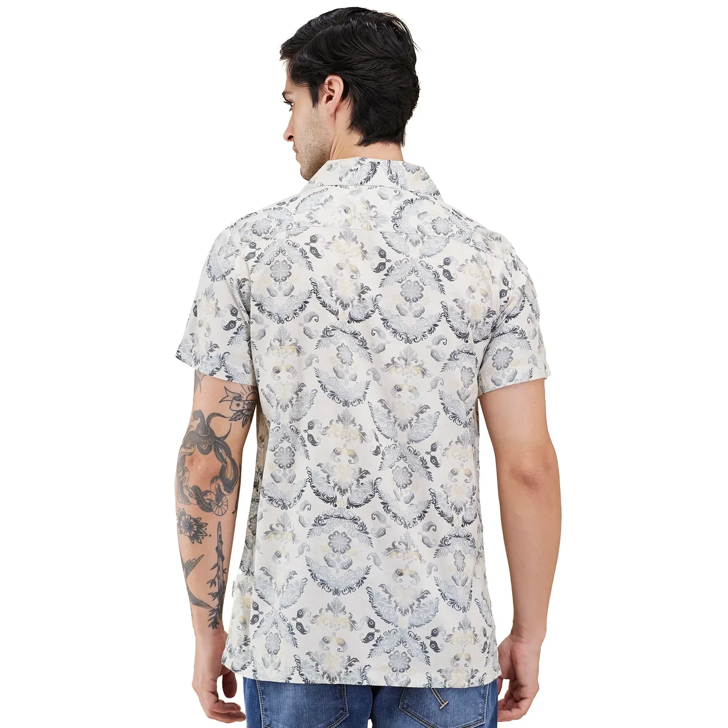 Beige Regular Fit Regular Collar Men's Shirt by Being Human Clothing - Image 3