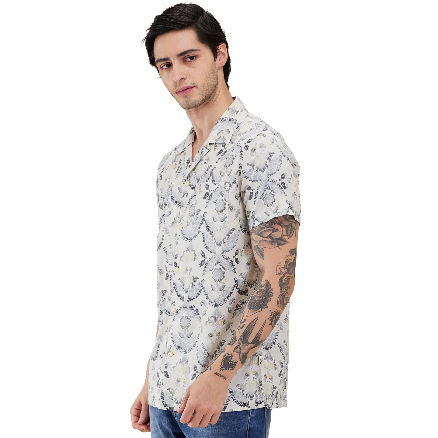 Beige Regular Fit Regular Collar Men's Shirt by Being Human Clothing - Image 4