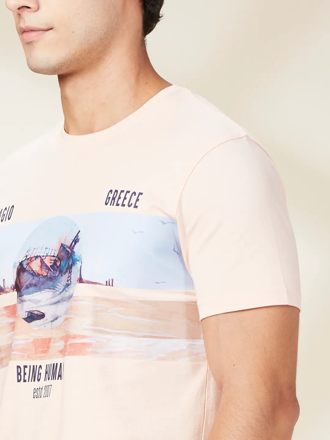 Spanish Villa Slim Fit Round Neck Men's T-Shirt by Being Human Clothing - Image 5