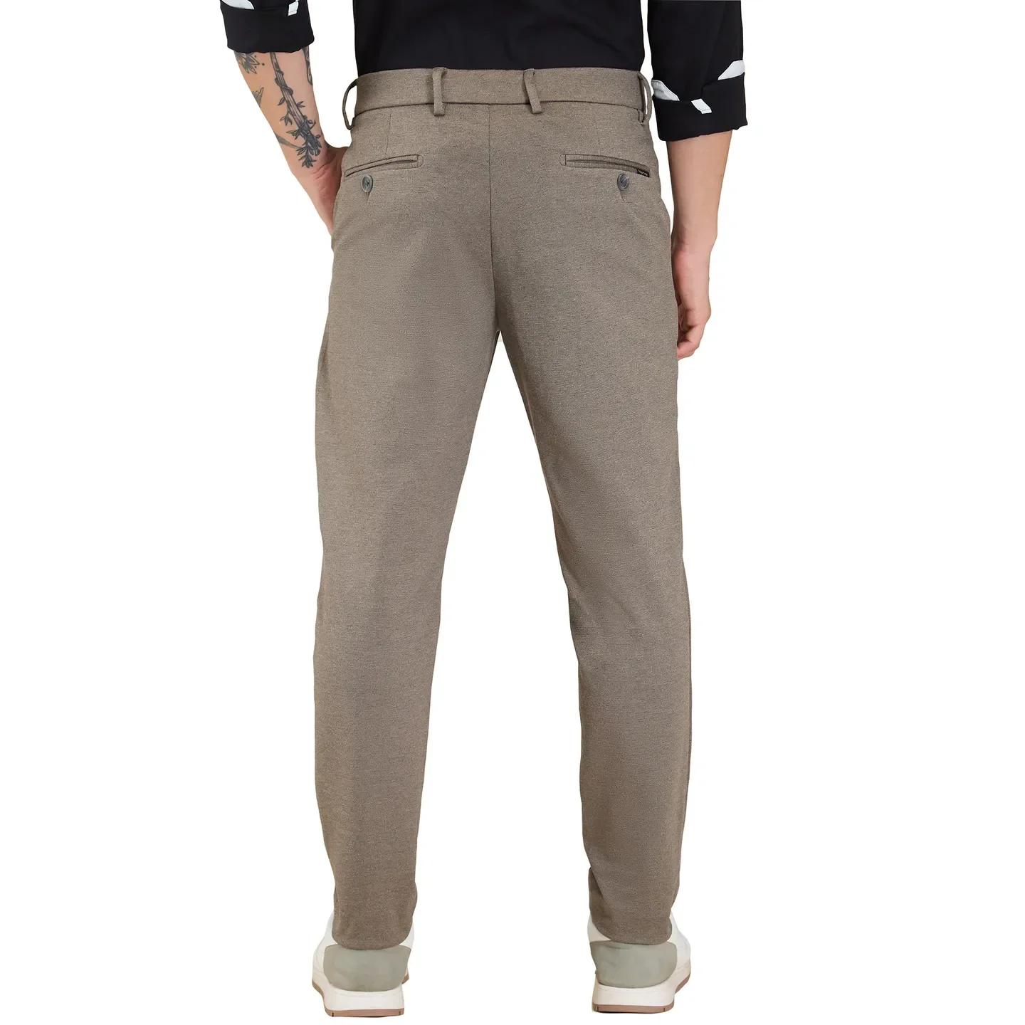 Beige Cropped Fit Men's Chinos by Being Human Clothing - Image 3
