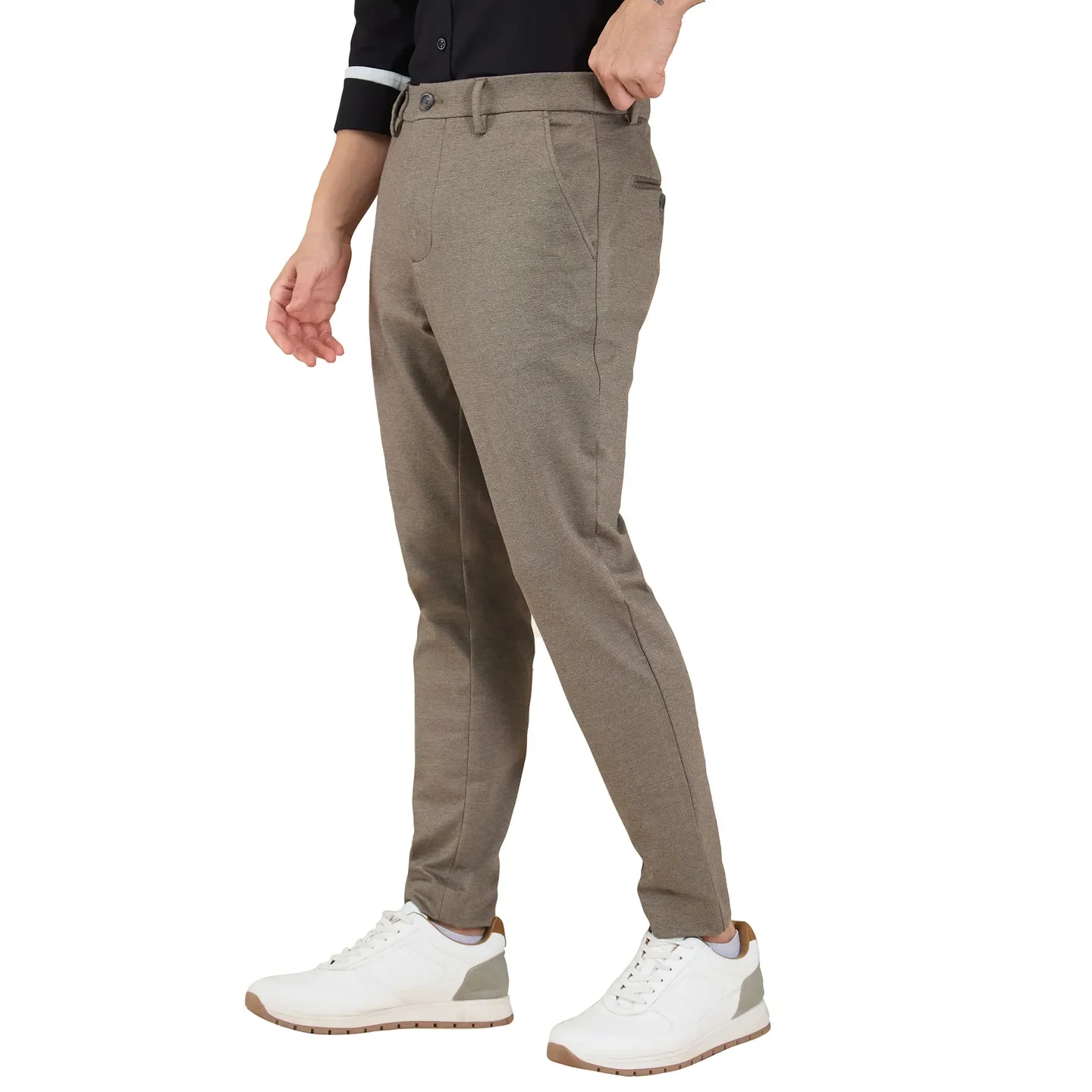 Beige Cropped Fit Men's Chinos by Being Human Clothing - Image 4
