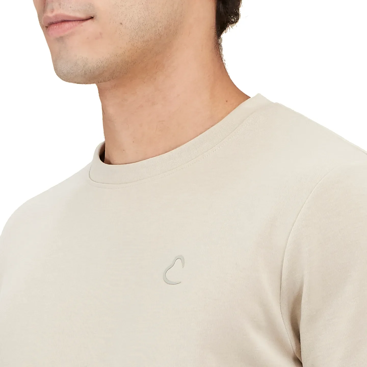 Beige Slim Fit Round Neck Men's T-Shirt by Being Human Clothing - Image 5
