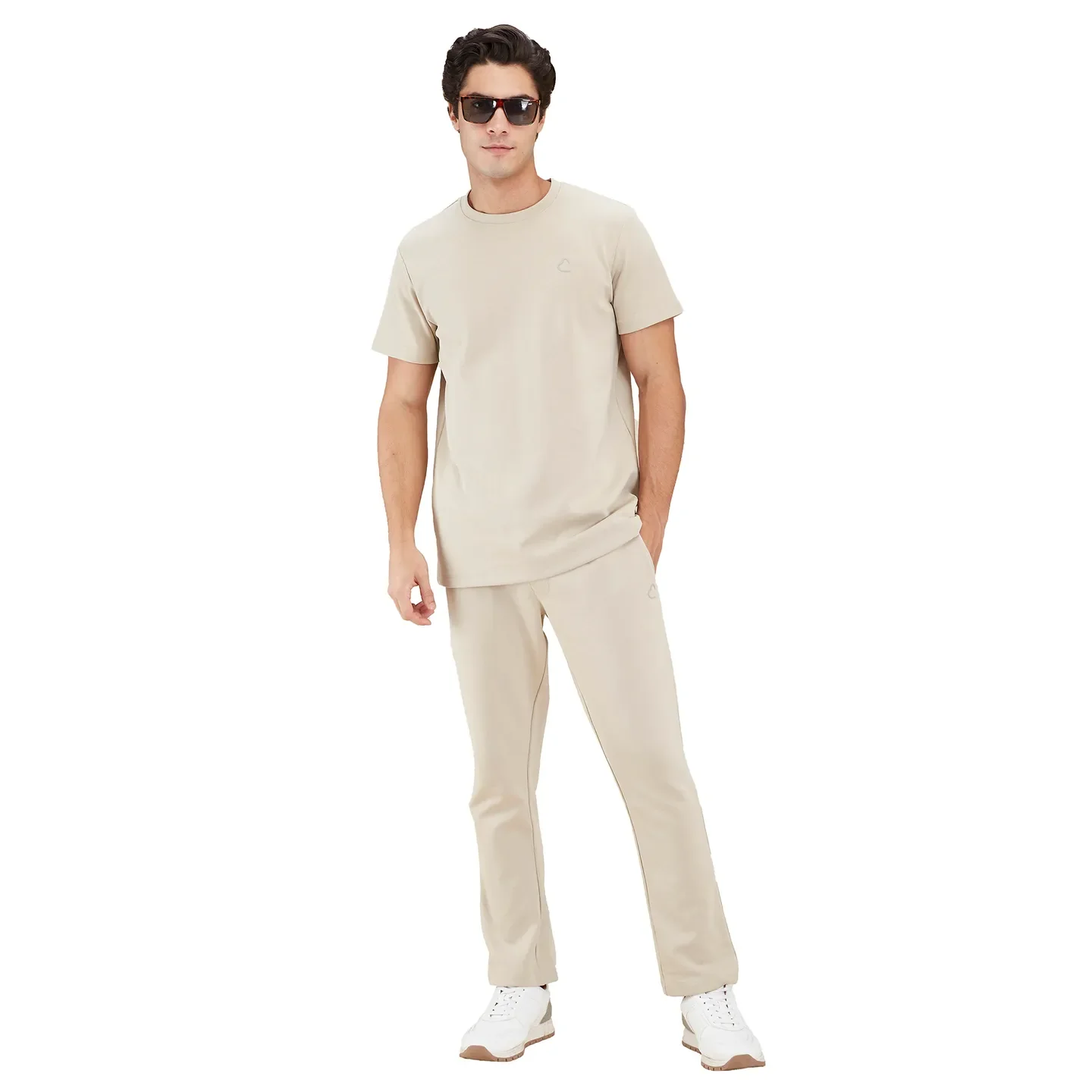 Beige Slim Fit Round Neck Men's T-Shirt by Being Human Clothing - Image 6