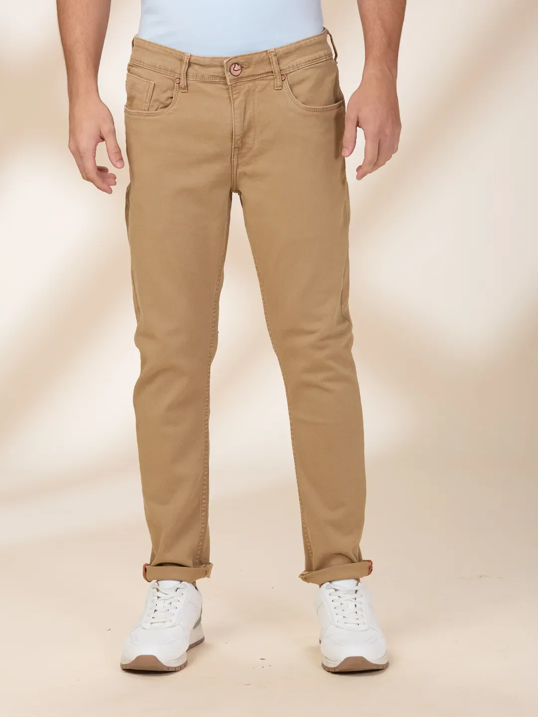 Khaki Cropped Fit Men's Denims by Being Human Clothing