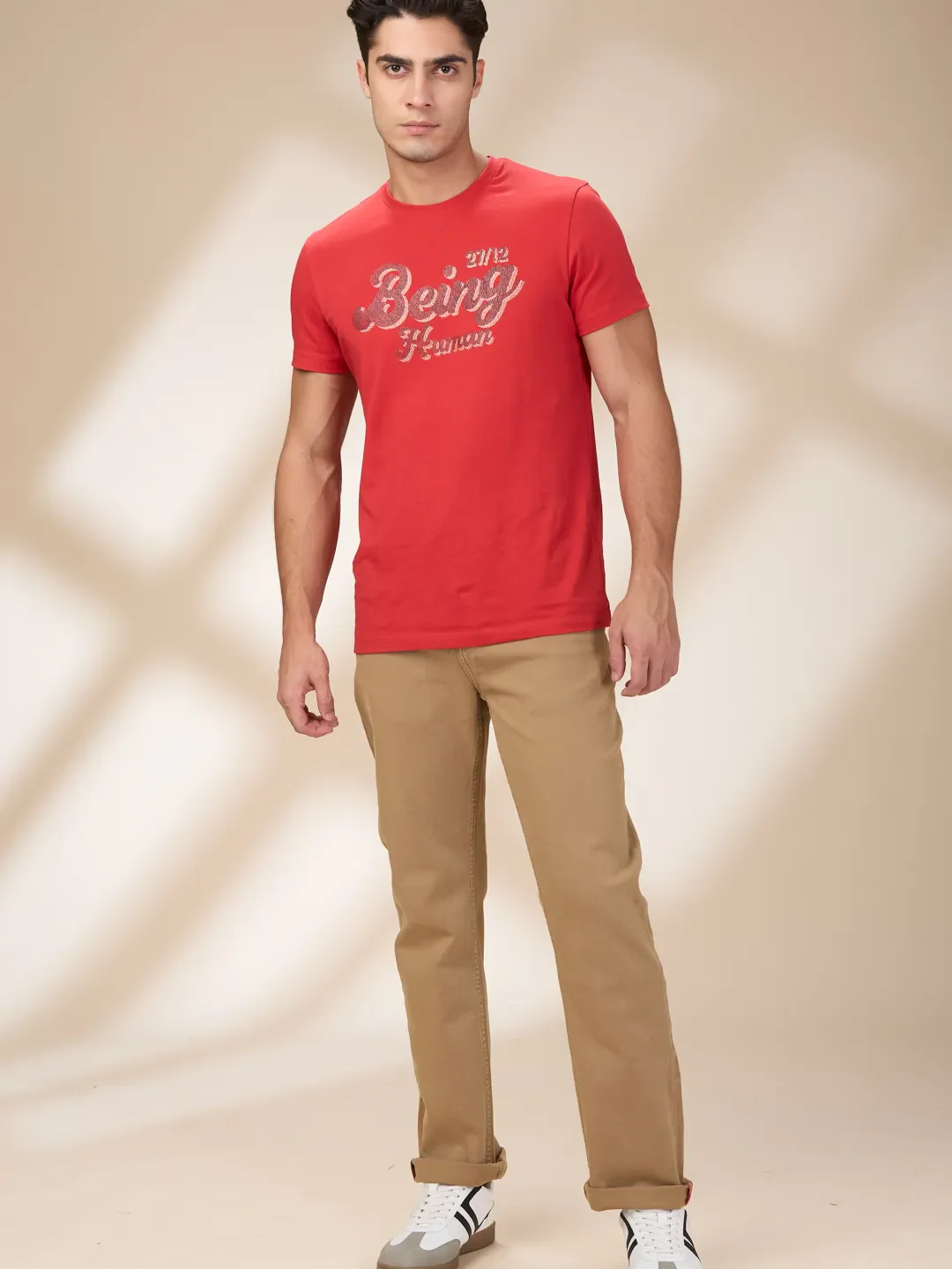 Khaki Straight Fit Denims For Men By Being Human Clothing - Image 2