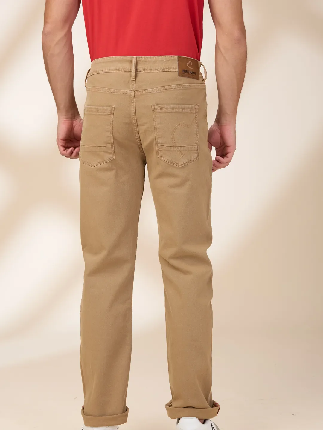 Khaki Straight Fit Denims For Men By Being Human Clothing - Image 3
