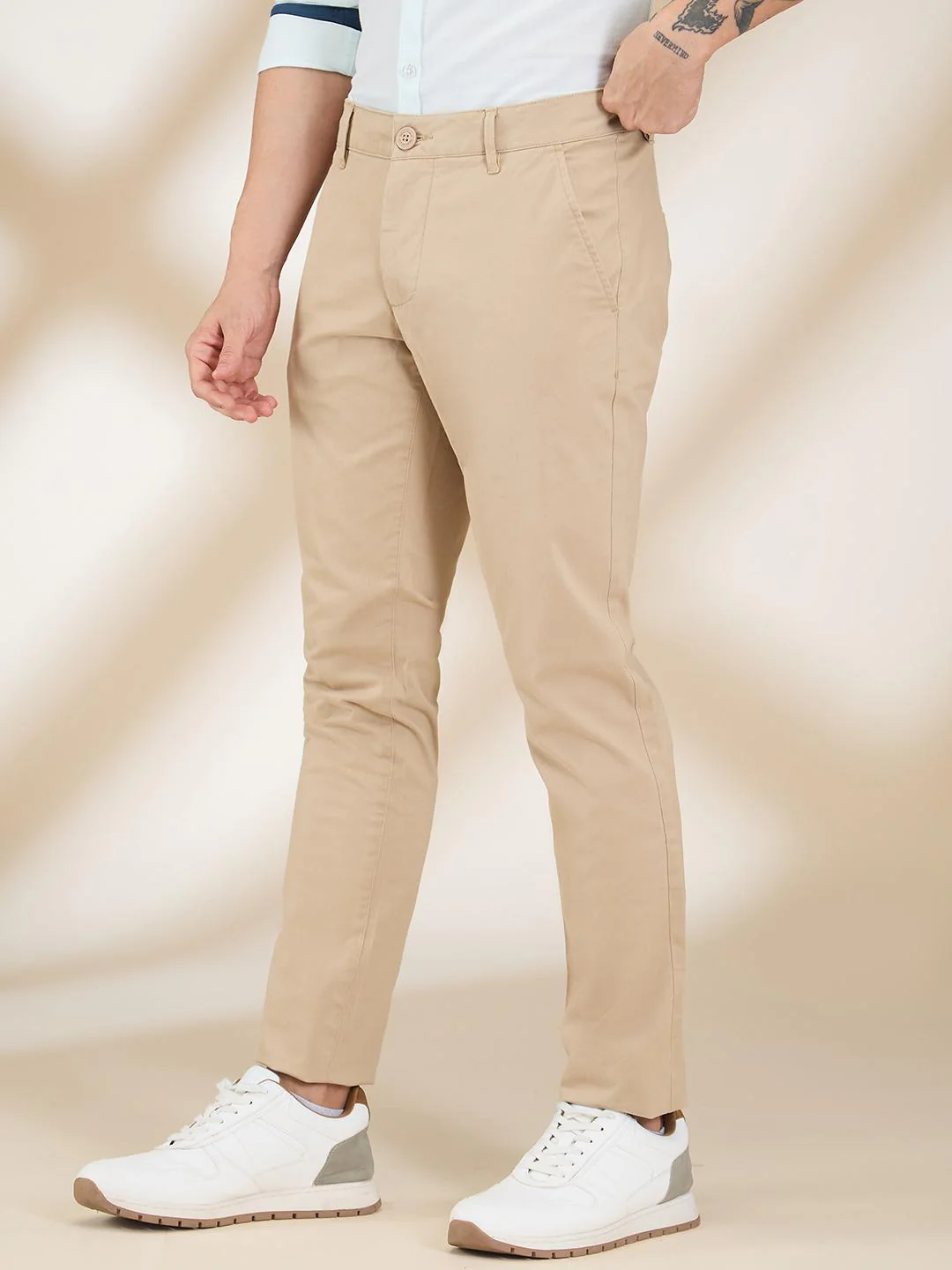 Khaki Slim Fit Chino For Men By Being Human Clothing - Image 2