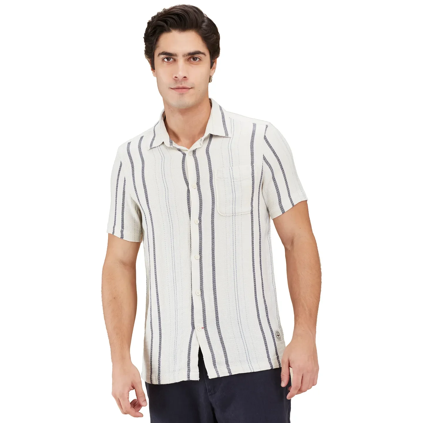 Cream Easy Fit Regular Collar Men's Shirt by Being Human Clothing