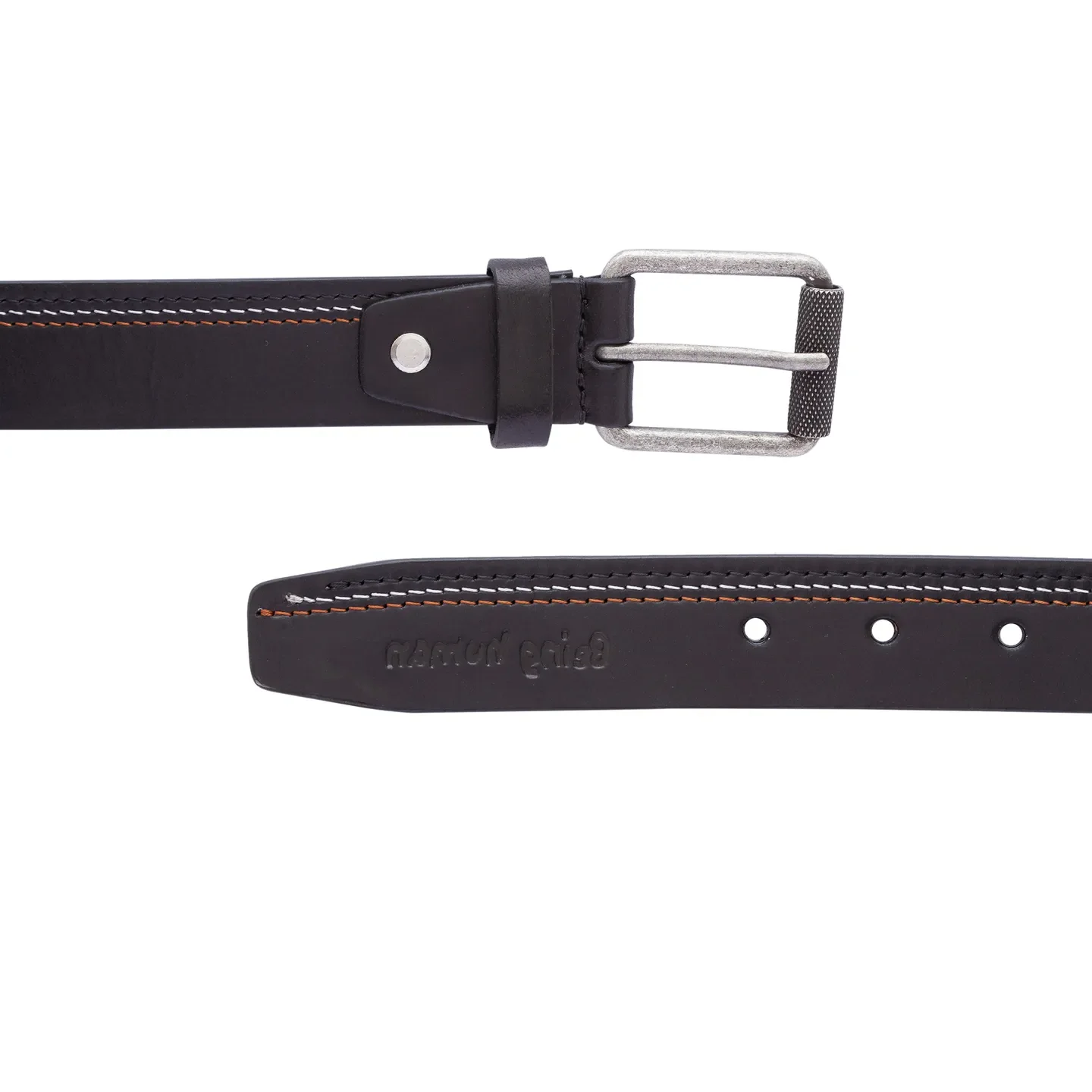 Black Leather Men's Belt By Being Human Clothing - Image 3