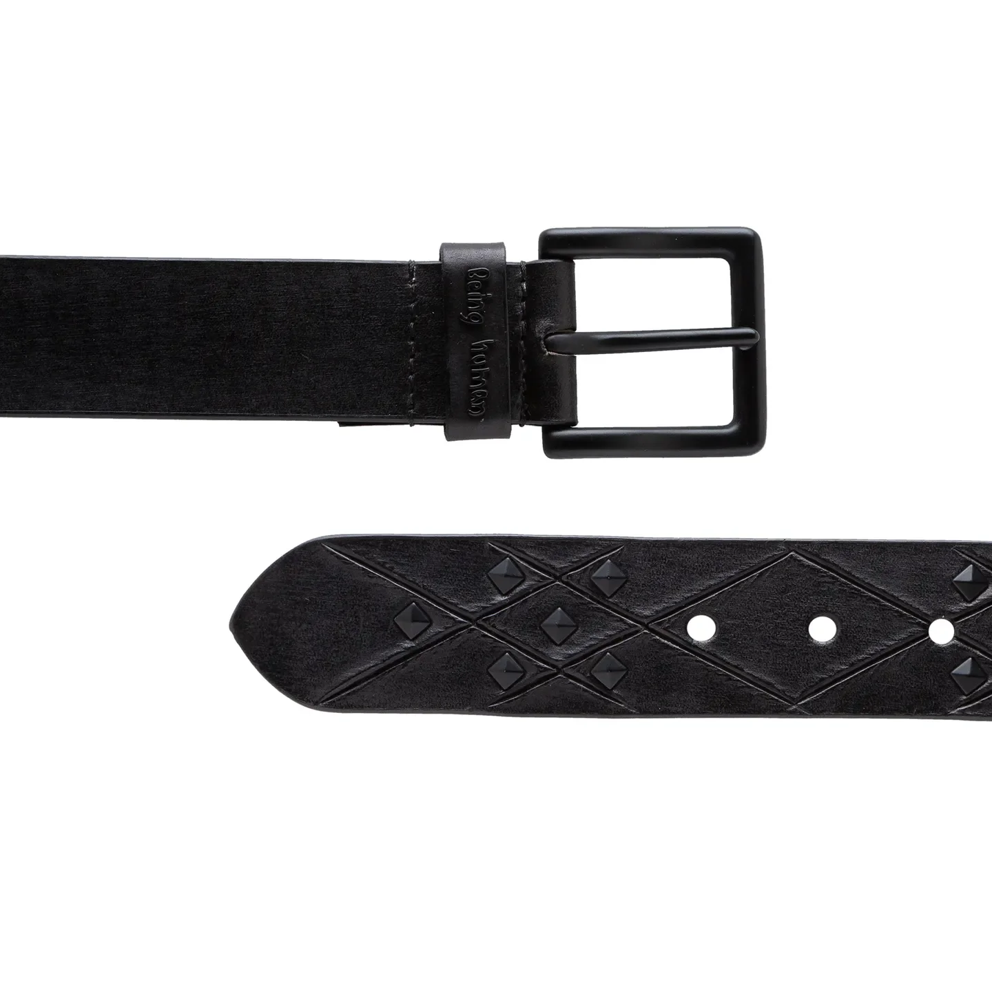 Black Leather Men's Belt By Being Human Clothing - Image 3