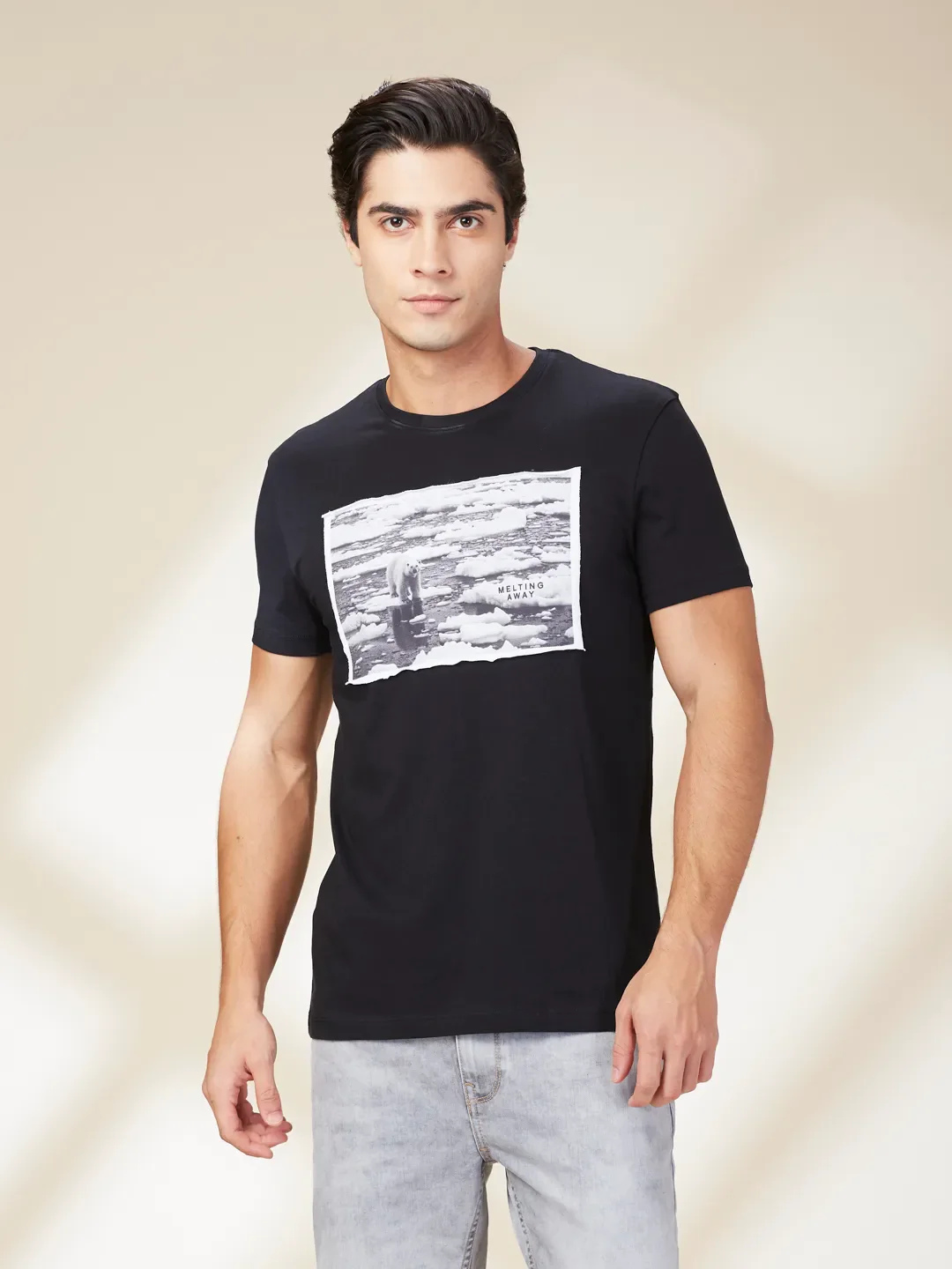 Black Slim Fit Men's Short Sleeves T-Shirt by Being Human Clothing