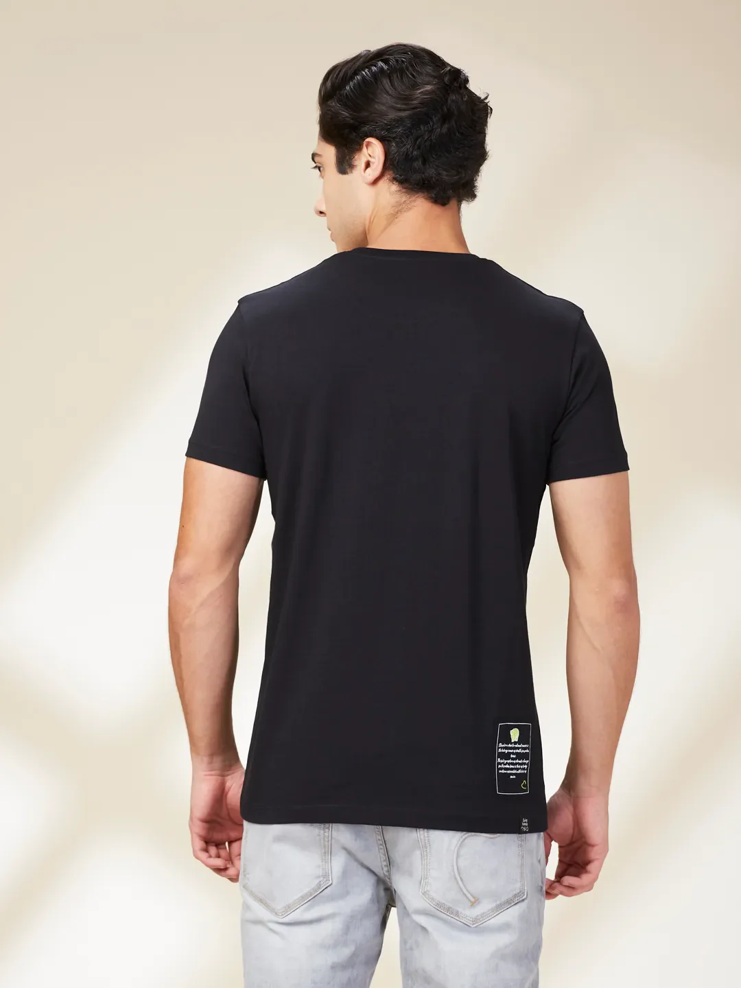 Black Slim Fit Men's Short Sleeves T-Shirt by Being Human Clothing - Image 3