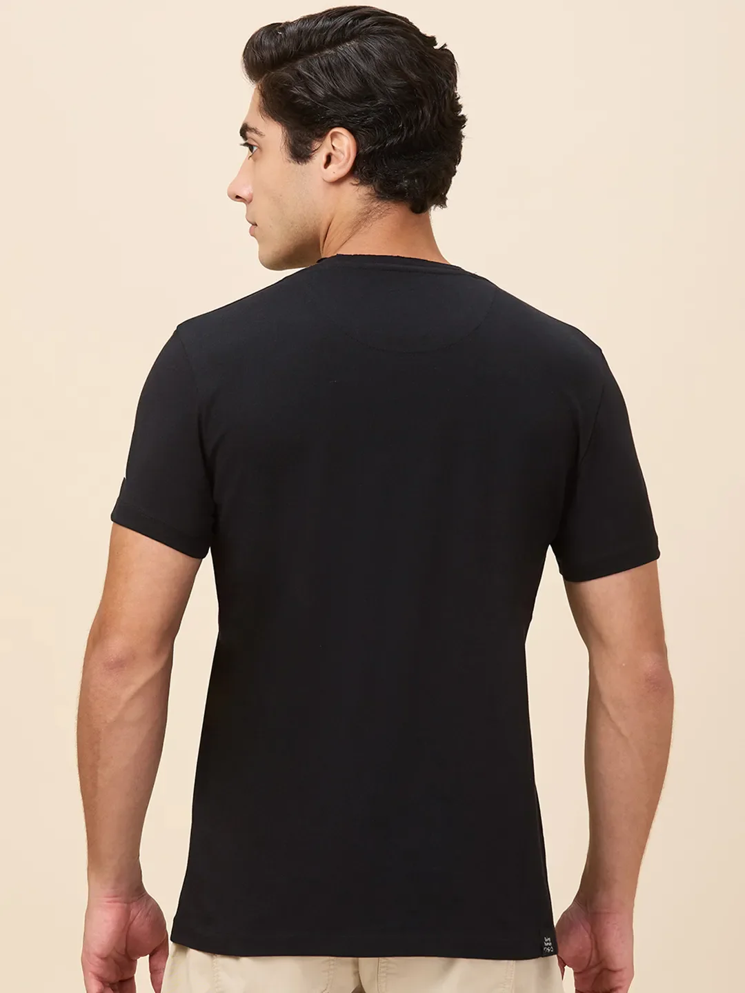 Black Slim Fit Round Neck Men's T-Shirt by Being Human Clothing - Image 3