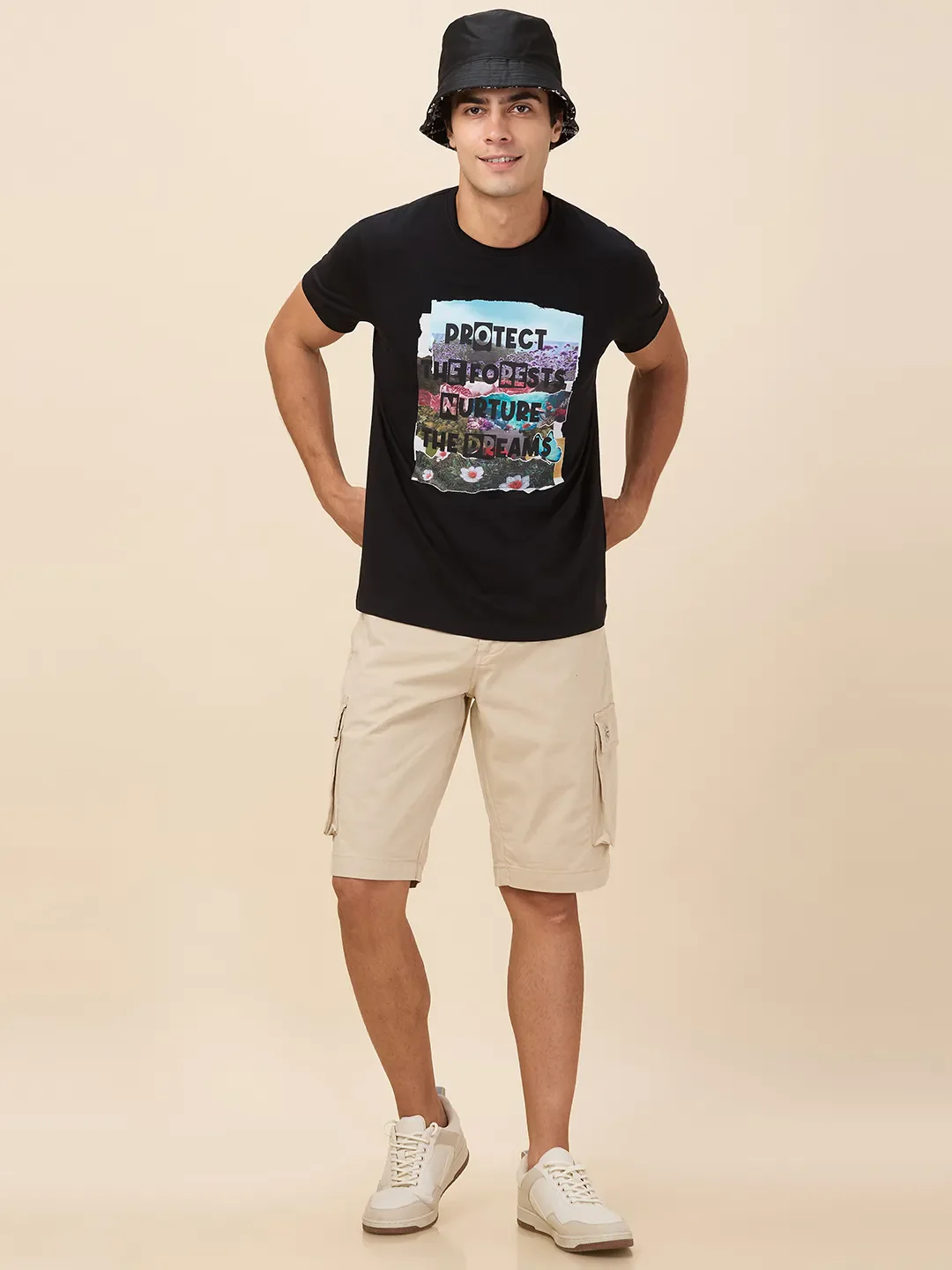 Black Slim Fit Round Neck Men's T-Shirt by Being Human Clothing - Image 6