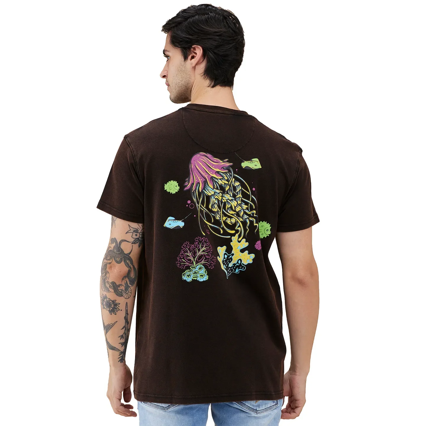 Black Easy Fit Round Neck Men's T-Shirt by Being Human Clothing - Image 3
