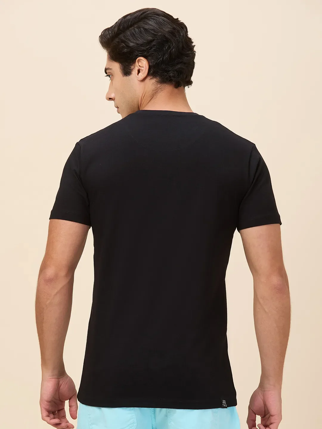 Black Slim Fit Round Neck Men's T-Shirt by Being Human Clothing - Image 3