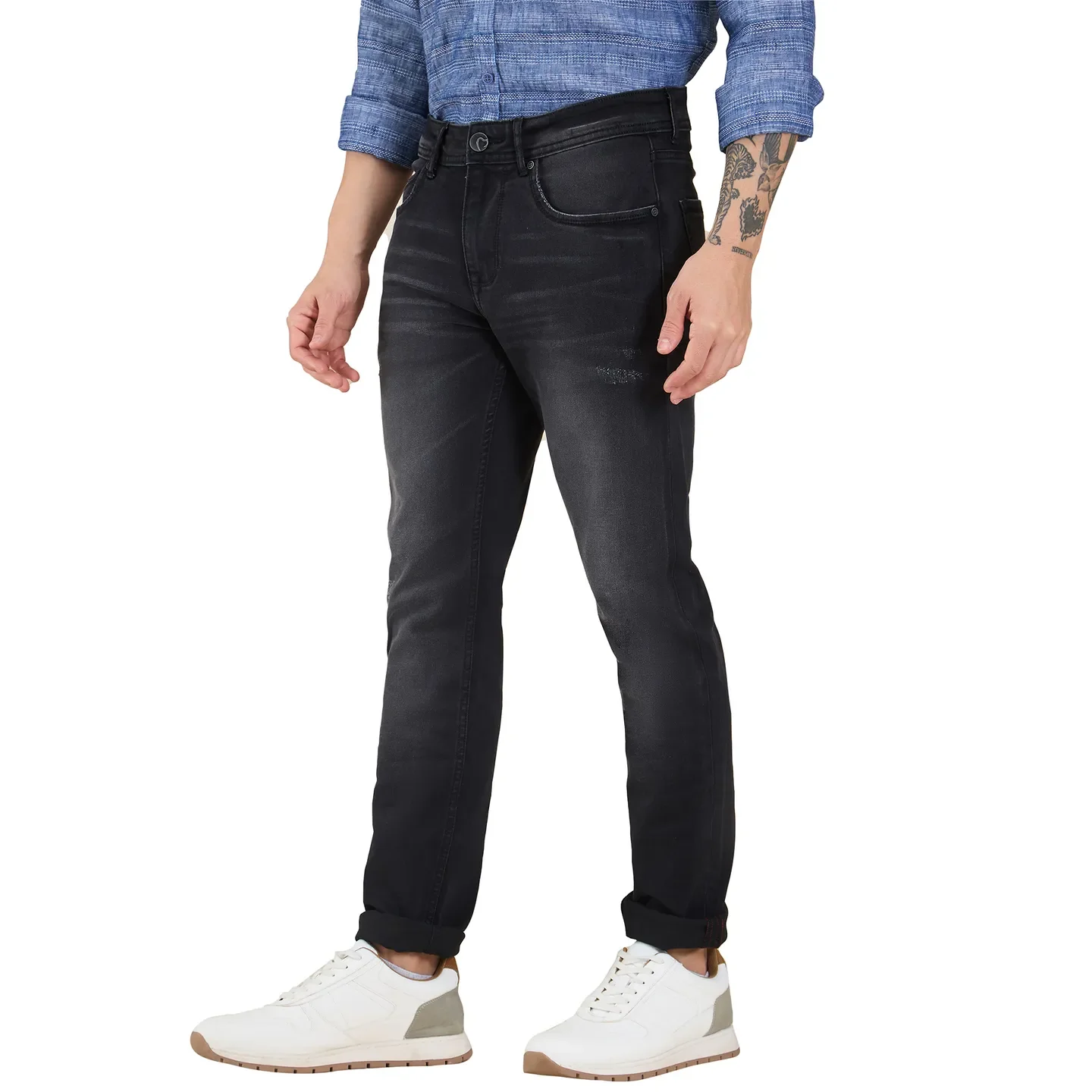 Black Slim Fit Men's Denims by Being Human Clothing - Image 4