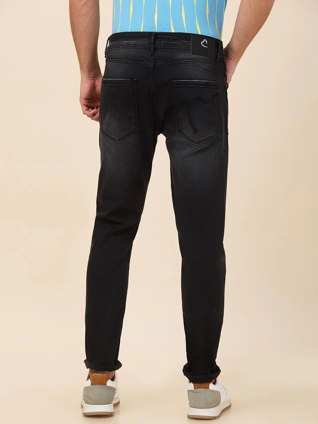Black Cropped Fit Denims For Men By Being Human Clothing - Image 3