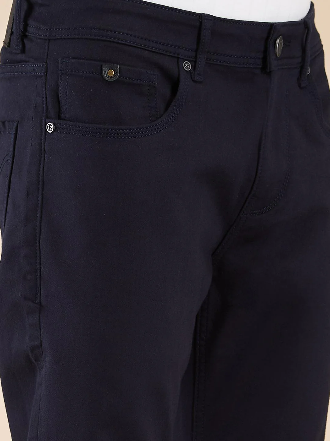 Navy Slim Fit Denims For Men By Being Human Clothing - Image 4