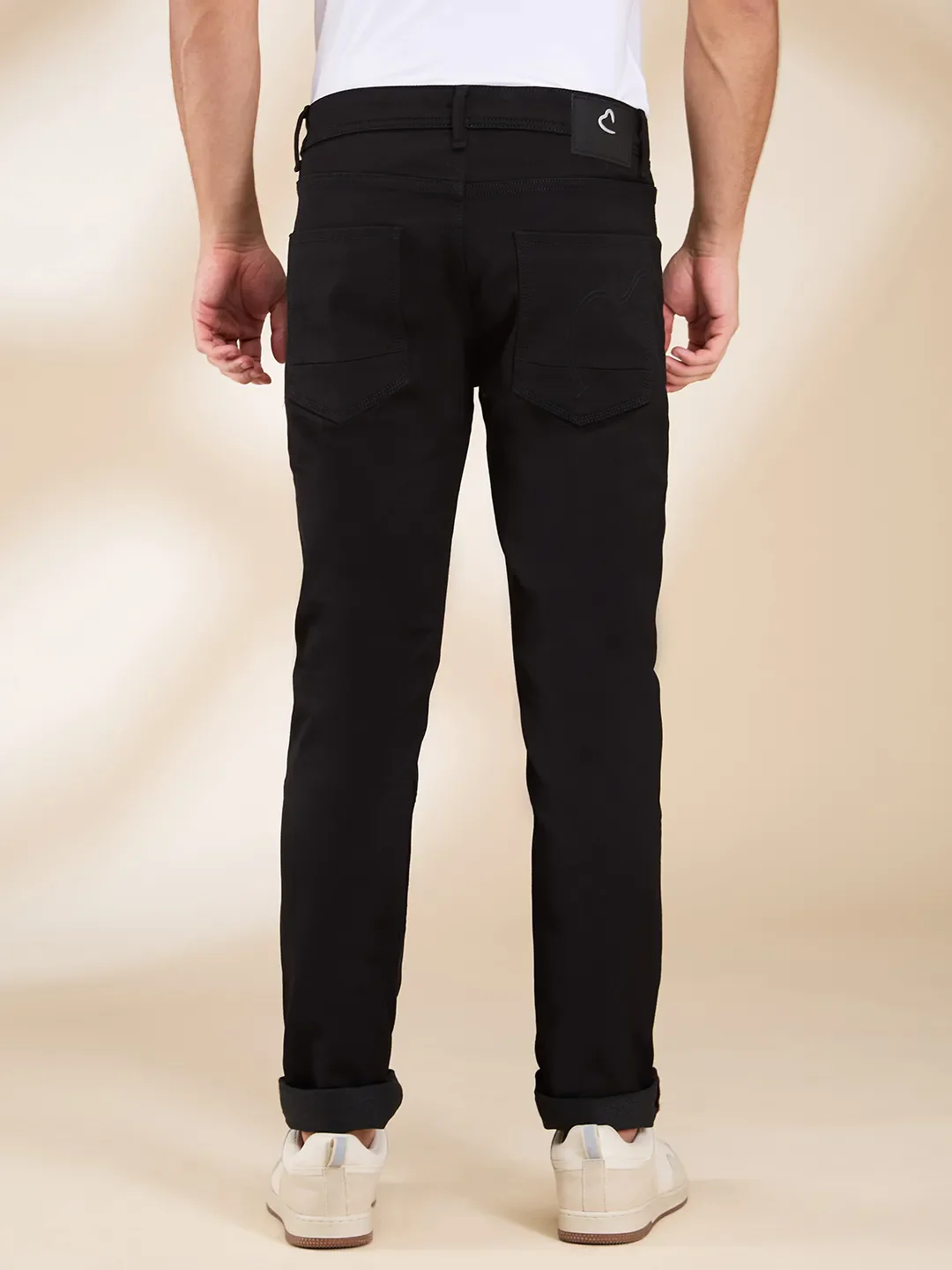 Black Slim Fit Denims For Men By Being Human Clothing - Image 3