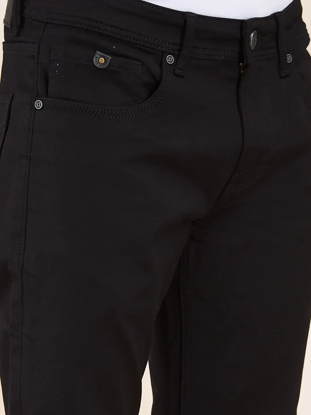 Black Slim Fit Denims For Men By Being Human Clothing - Image 5