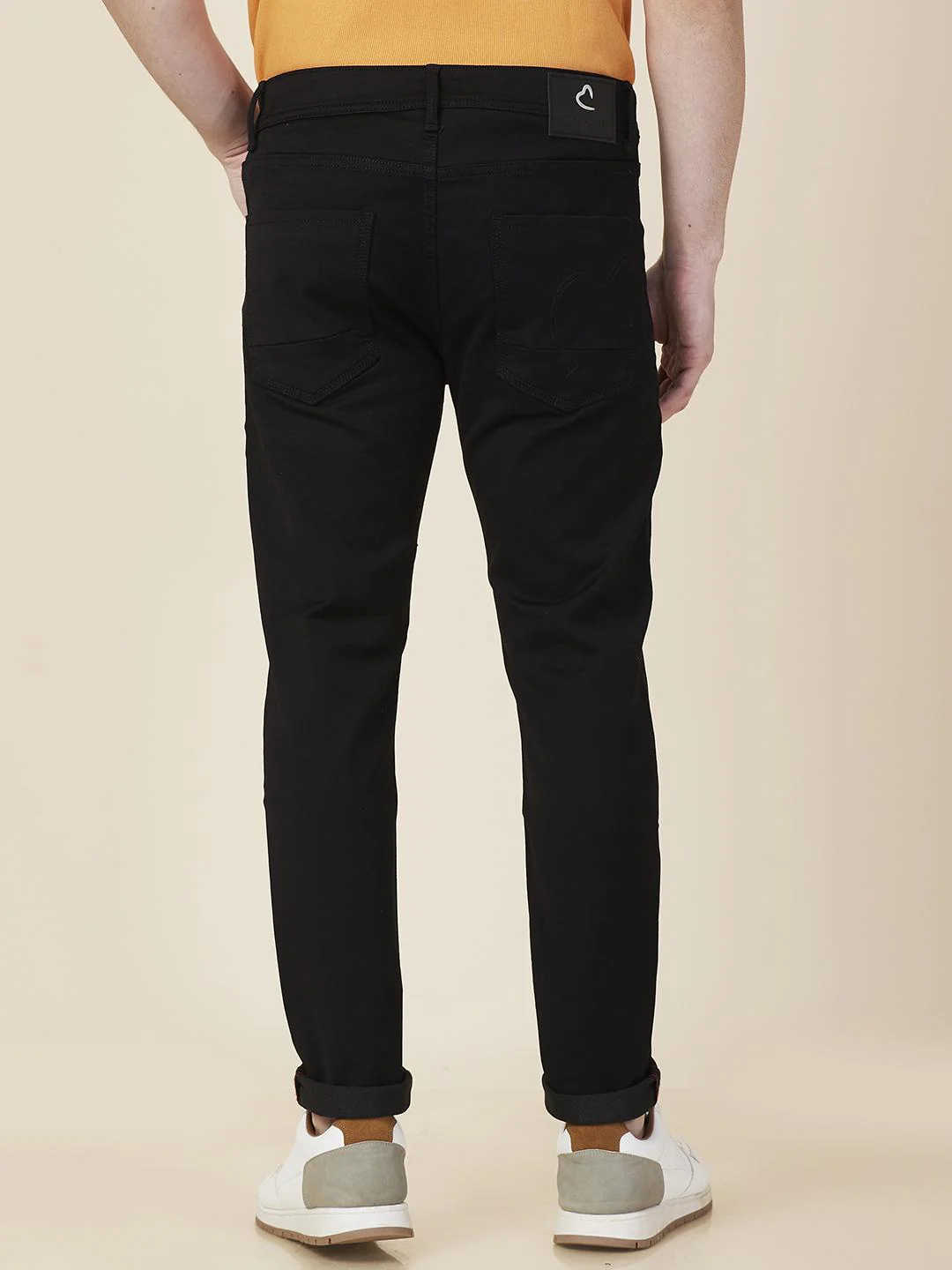 Black Cropped Fit Denims For Men By Being Human Clothing - Image 3