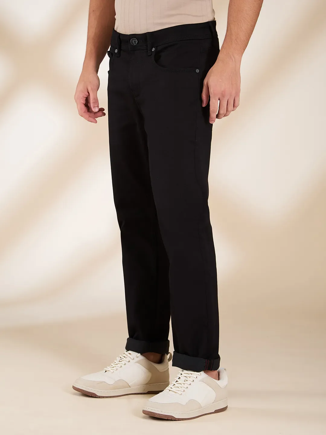 Black Straight Fit Denims For Men By Being Human Clothing - Image 4