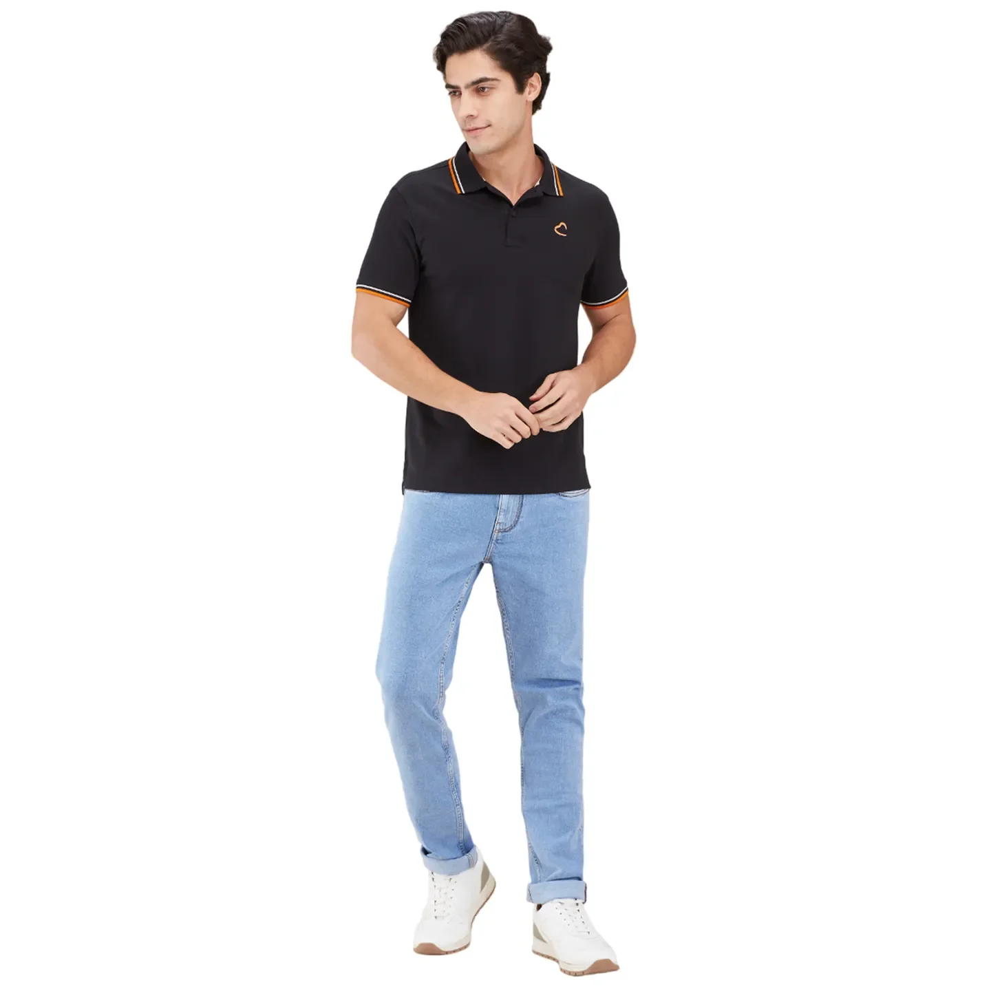 Black Regular Fit Men's Polo T-Shirt by Being Human Clothing - Image 2