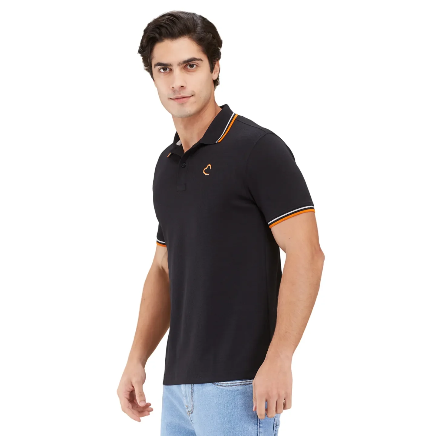 Black Regular Fit Men's Polo T-Shirt by Being Human Clothing - Image 4