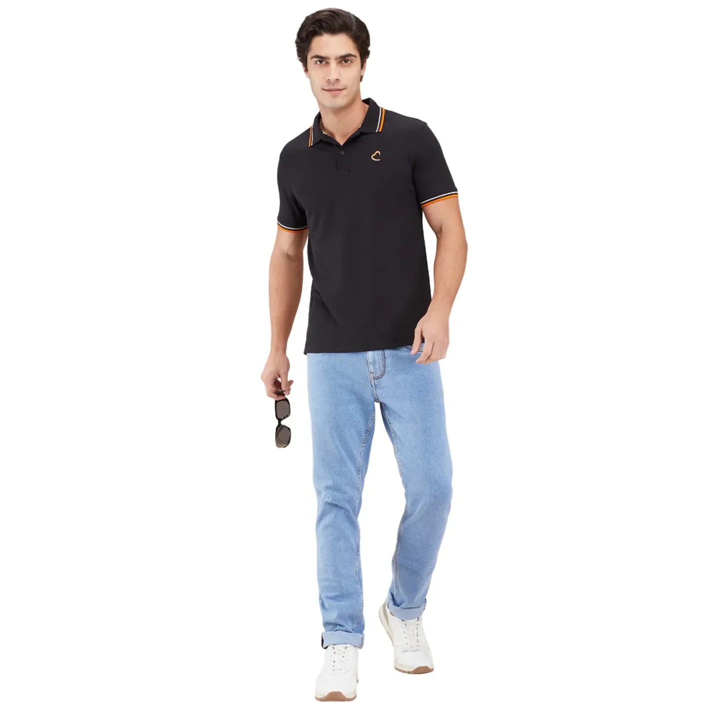Black Regular Fit Men's Polo T-Shirt by Being Human Clothing - Image 6