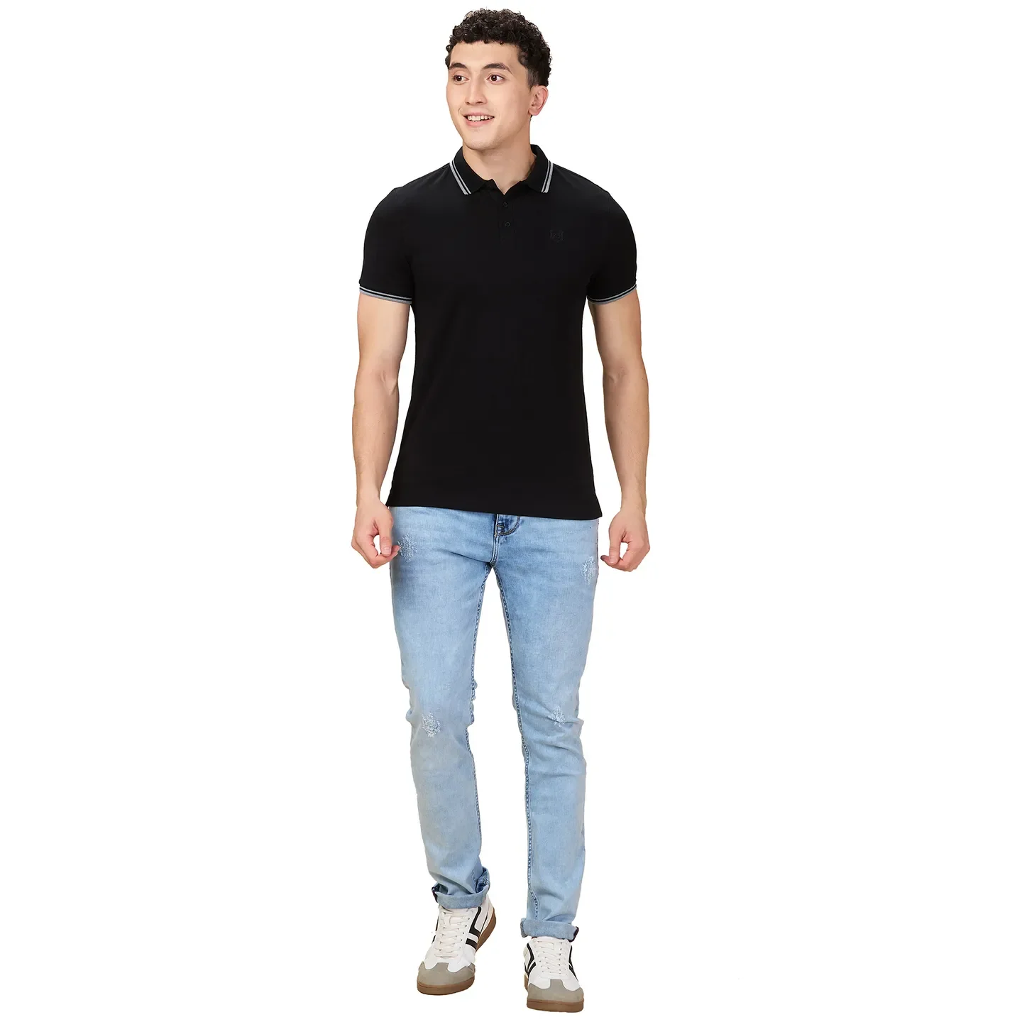 Black Regular Fit Men's Polo T-shirt by Being Human Clothing - Image 2