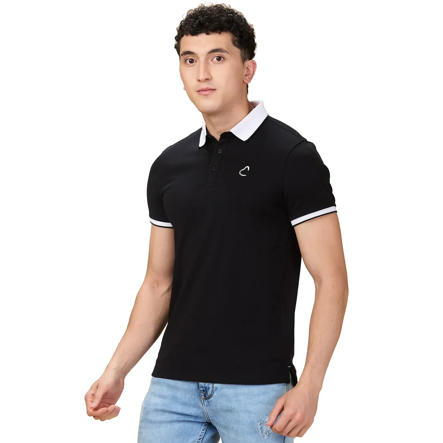 Black Regular Fit Men's Polo T-shirt by Being Human Clothing - Image 4