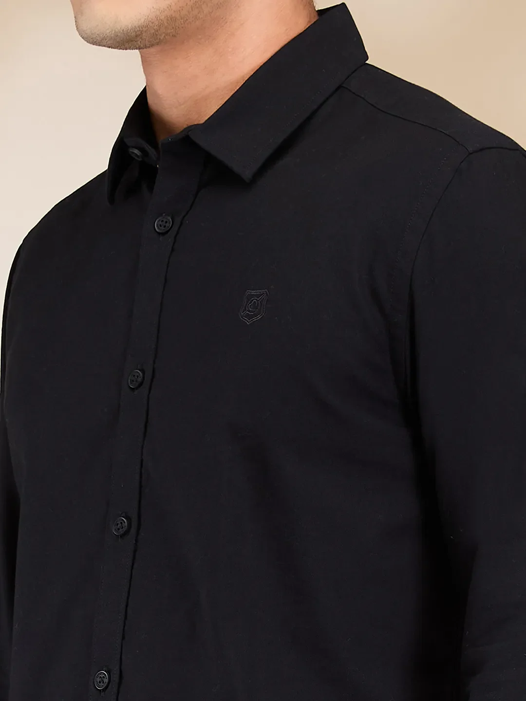 Black Moderno Fit Regular Collar Long Sleeves Men's Shirt by Being Human Clothing - Image 5