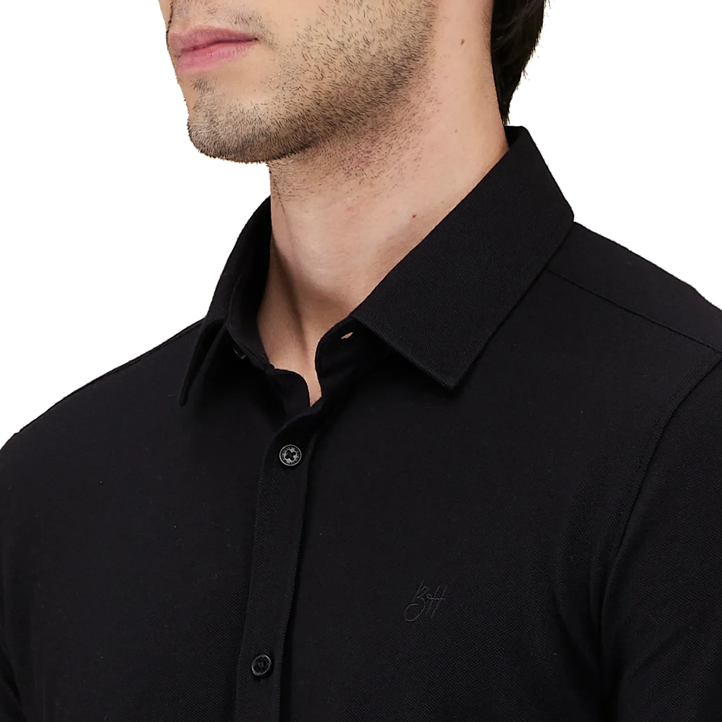 Black Slim Fit Regular Collar Men's Shirt by Being Human Clothing - Image 5