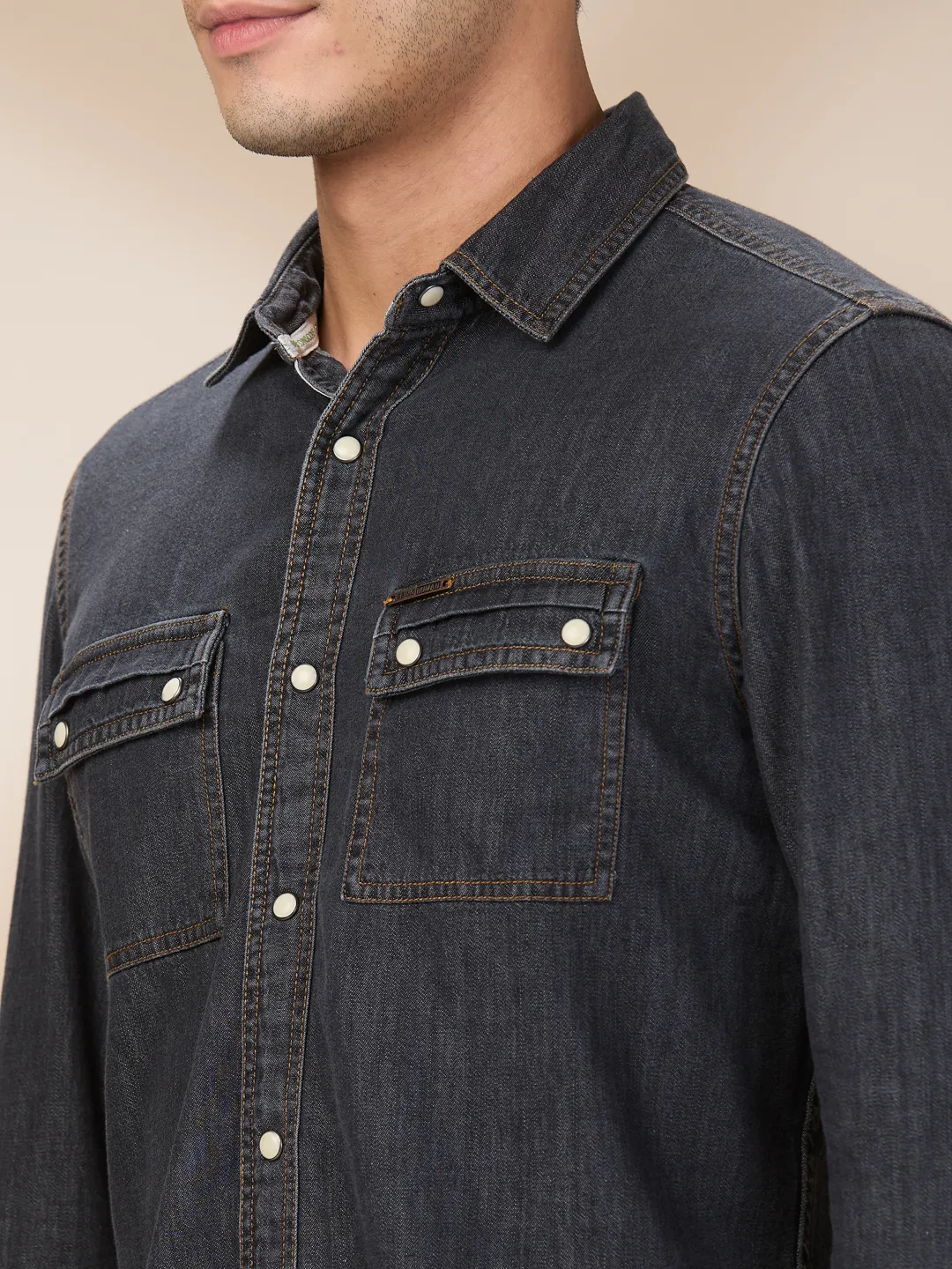 Black Regular Fit Regular Collar Men's Shirt by Being Human Clothing - Image 5