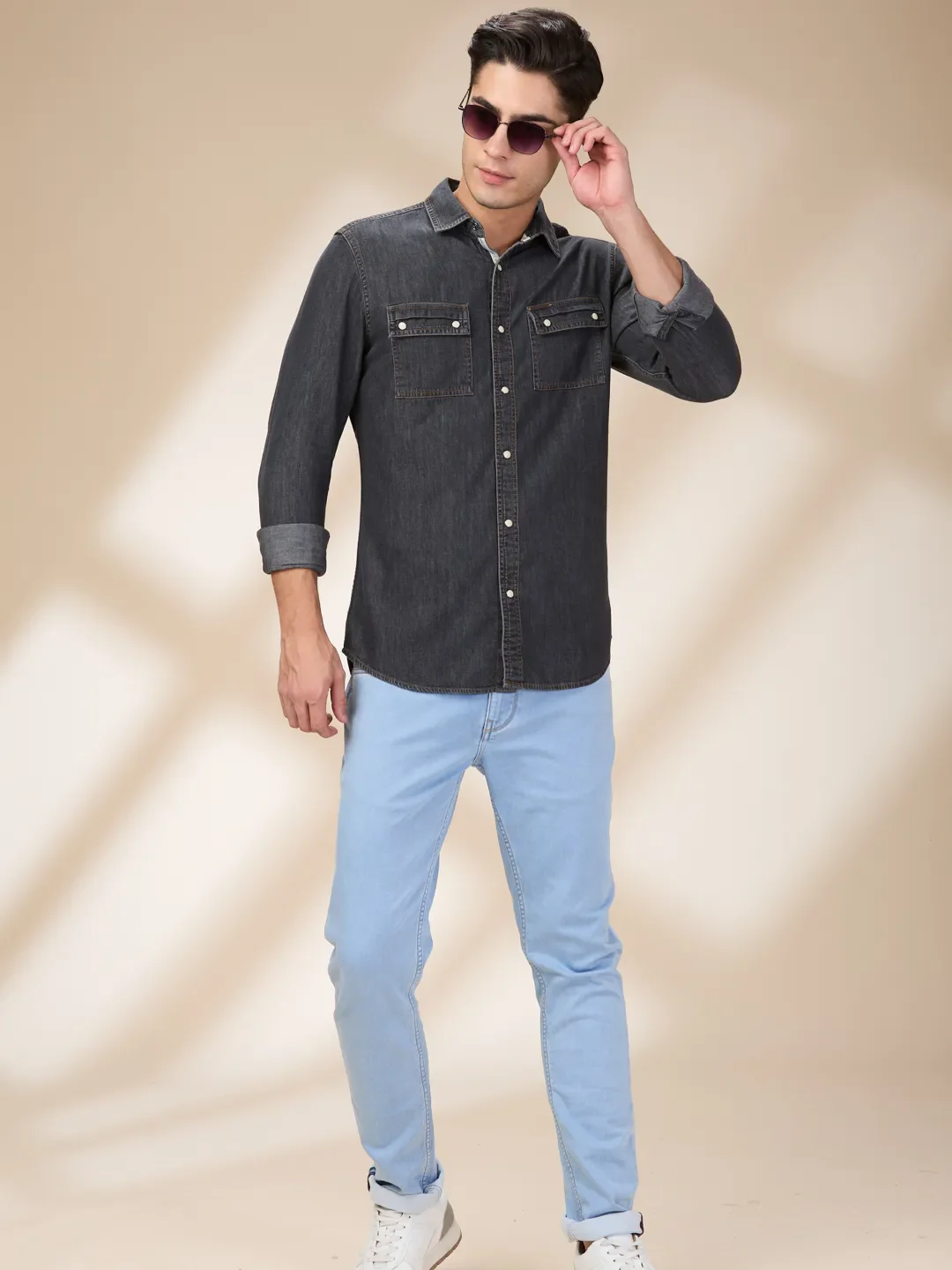Black Regular Fit Regular Collar Men's Shirt by Being Human Clothing - Image 6