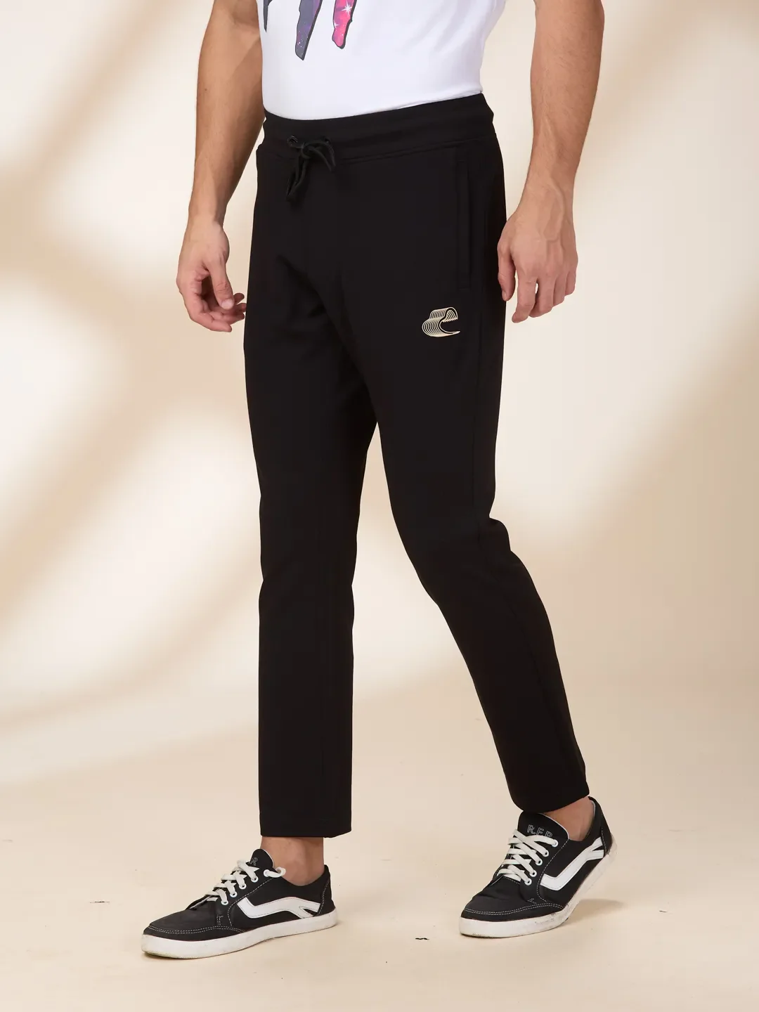 Black Regular Fit Track Pants For Men By Being Human Clothing - Image 4