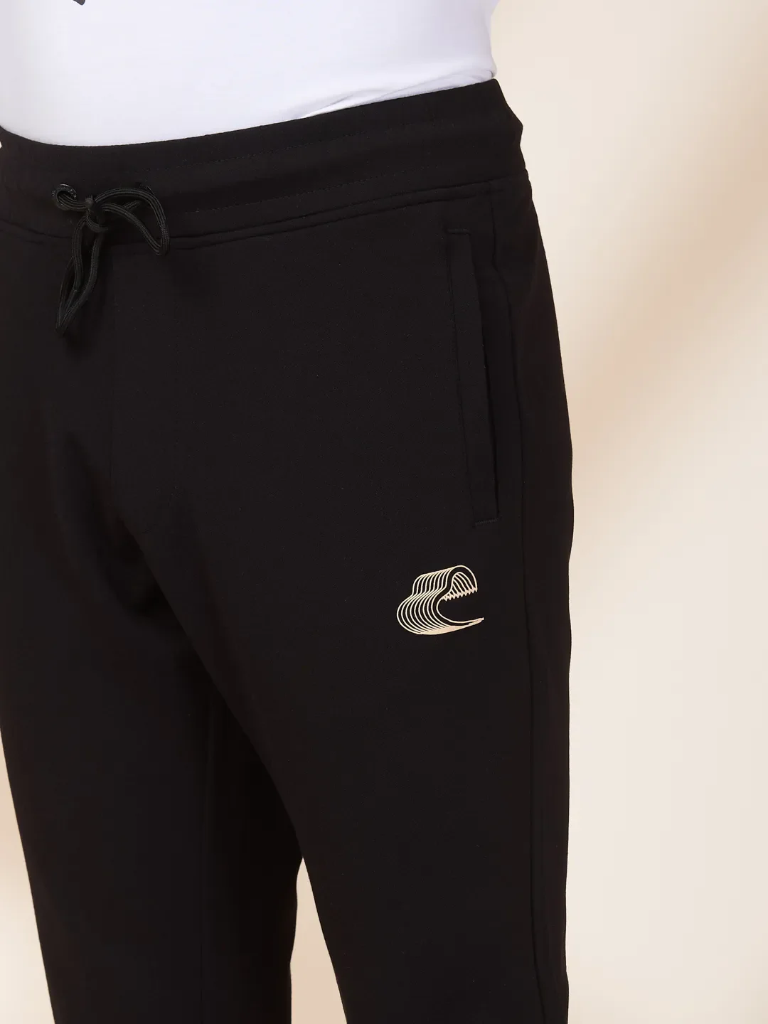 Black Regular Fit Track Pants For Men By Being Human Clothing - Image 5