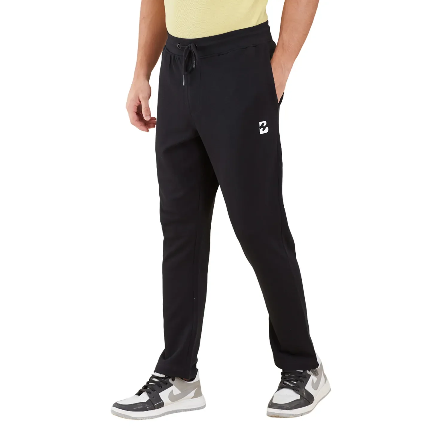 Black Regular Fit Track Pants For Men By Being Human Clothing - Image 4