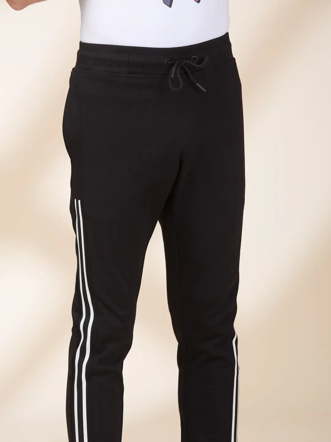 Black Regular Fit Track Pants For Men By Being Human Clothing - Image 5
