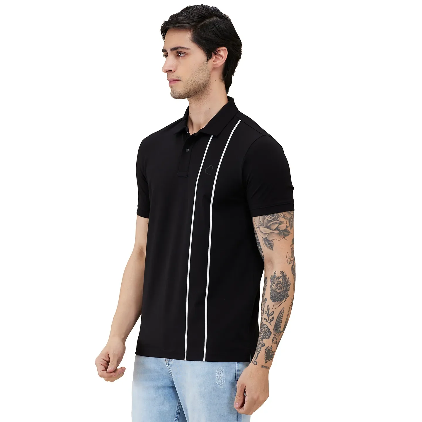 Black Regular Fit Men's Polo T-shirt by Being Human Clothing - Image 4
