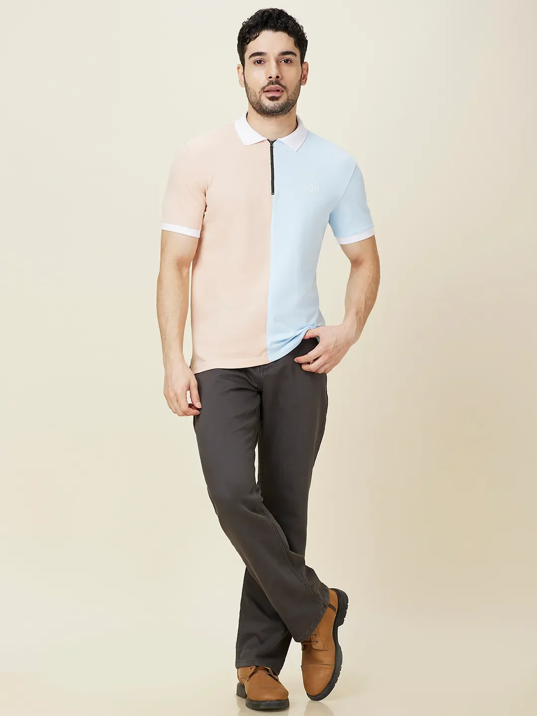 Multicolor Regular Fit Men's Polo T-shirt by Being Human Clothing - Image 2