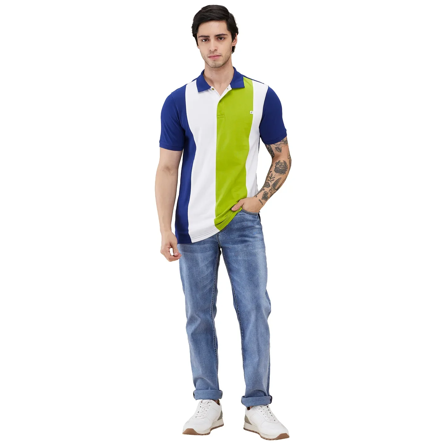Navy Regular Fit Men's Polo T-shirt by Being Human Clothing - Image 2