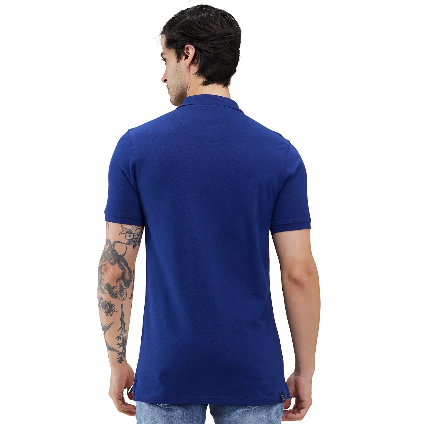 Navy Regular Fit Men's Polo T-shirt by Being Human Clothing - Image 3