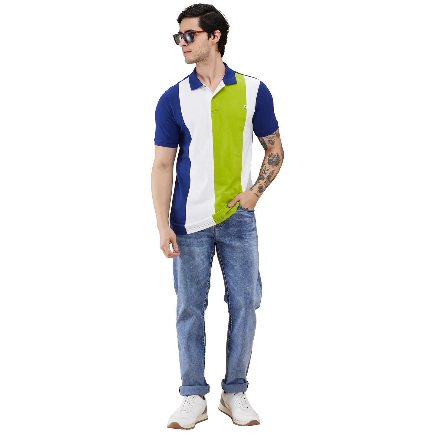 Navy Regular Fit Men's Polo T-shirt by Being Human Clothing - Image 6