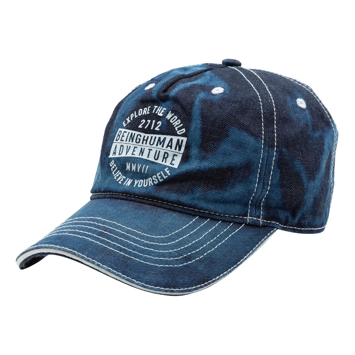 Blue Denim Cotton Unisex Cap by Being Human Clothing - Image 3