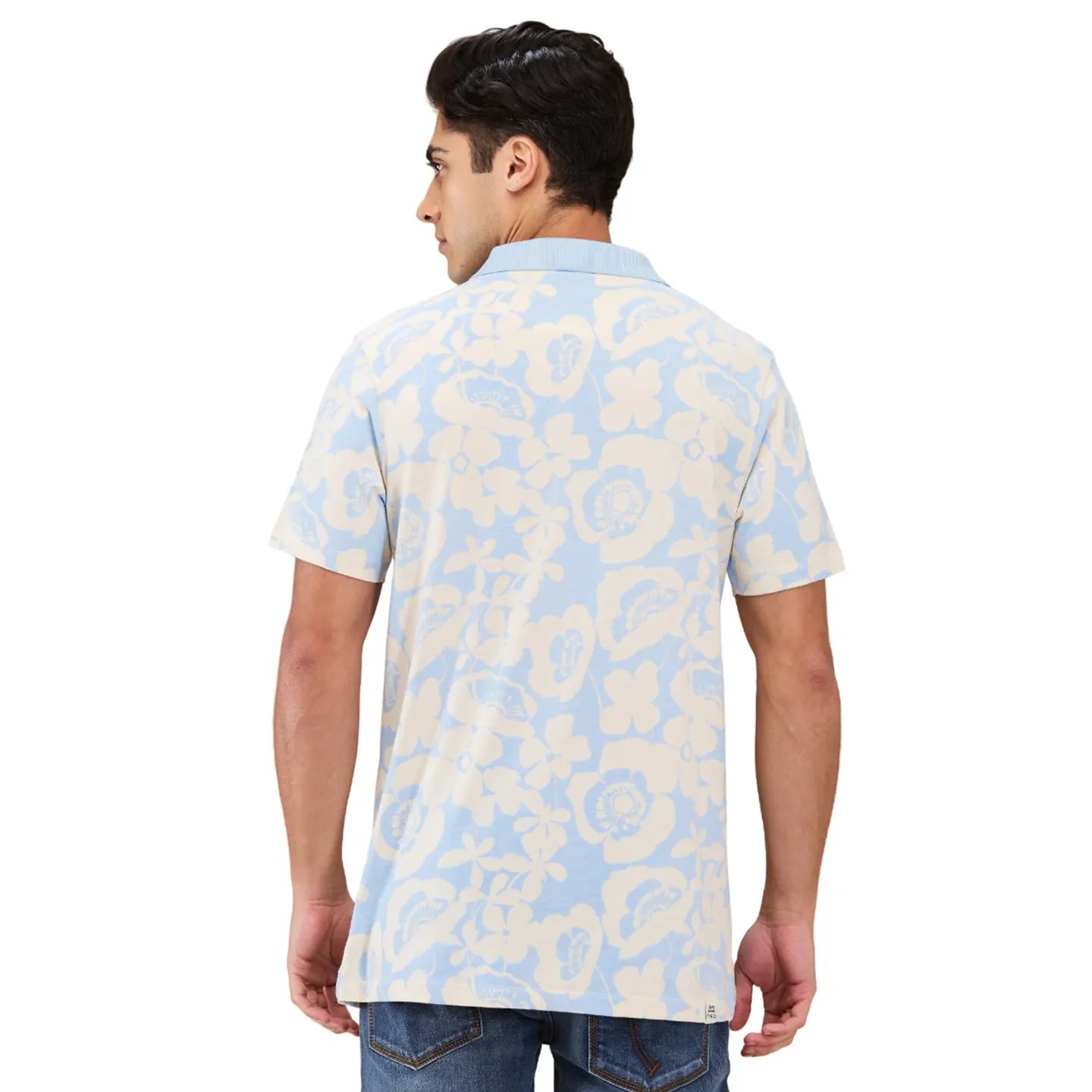 Sky Blue Easy Fit Men's Polo T-shirt by Being Human Clothing - Image 3